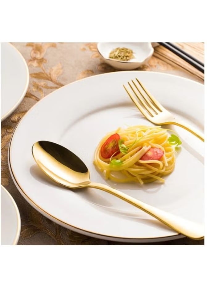 24-Piece Stainless Steel Cutlery Spoon,Fork And Knife Set Gold - Image 3